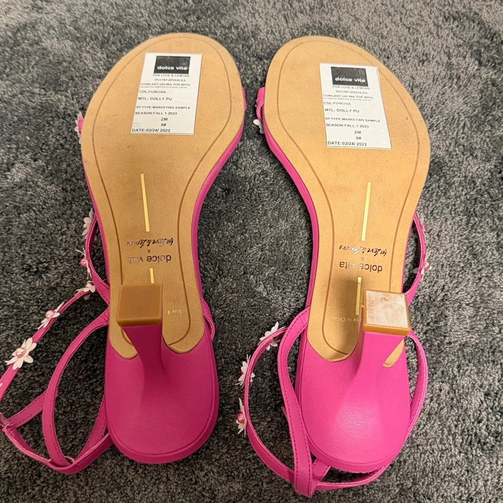 Dolce Vita x For Love & Lemons DAHLEA Fuschia Pink Strappy Sandals Size 9 NEW - Picture 7 of 8